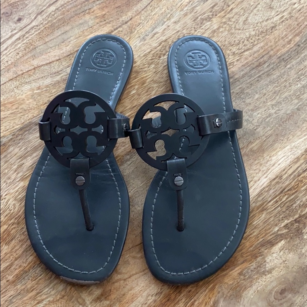 Tory Burch Miller Slides size 8, grey leather